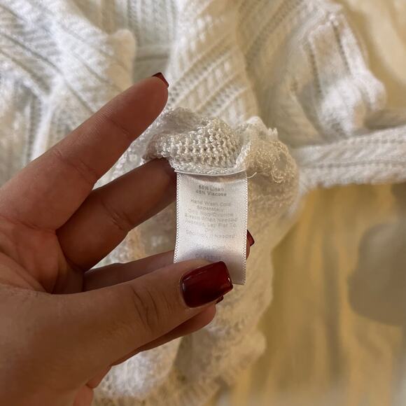 Talbots Petite White Linen Knit Sweater Top Sz LP Preppy Quiet Luxury Old Money - Picture 7 of 8